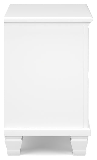 Fortman Queen Panel Bed with Mirrored Dresser and Nightstand