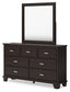 Covetown California King Panel Bed with Mirrored Dresser, Chest and Nightstand