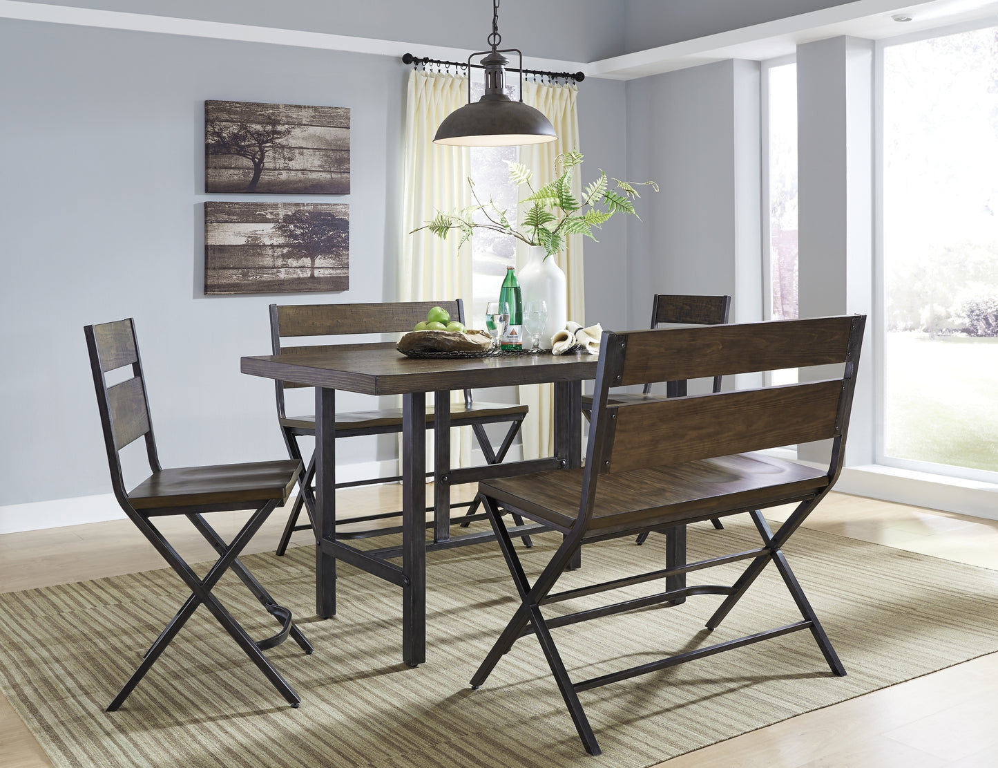 Ashley Express - Kavara Counter Height Dining Table and 2 Barstools and 2 Benches