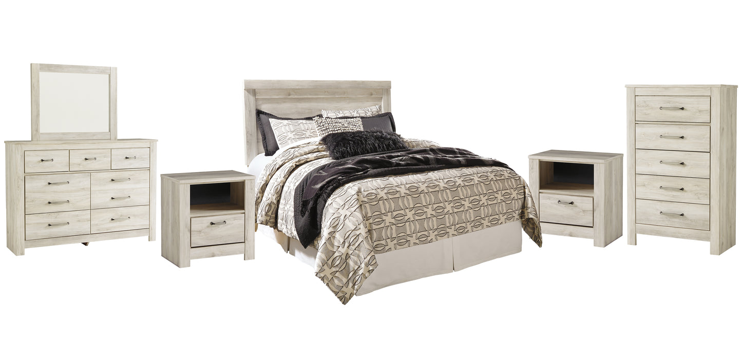 Bellaby  Panel Headboard With Mirrored Dresser, Chest And 2 Nightstands
