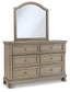 Lettner Twin Sleigh Bed with Mirrored Dresser and Chest