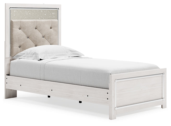 Altyra Twin Panel Bed with Mirrored Dresser
